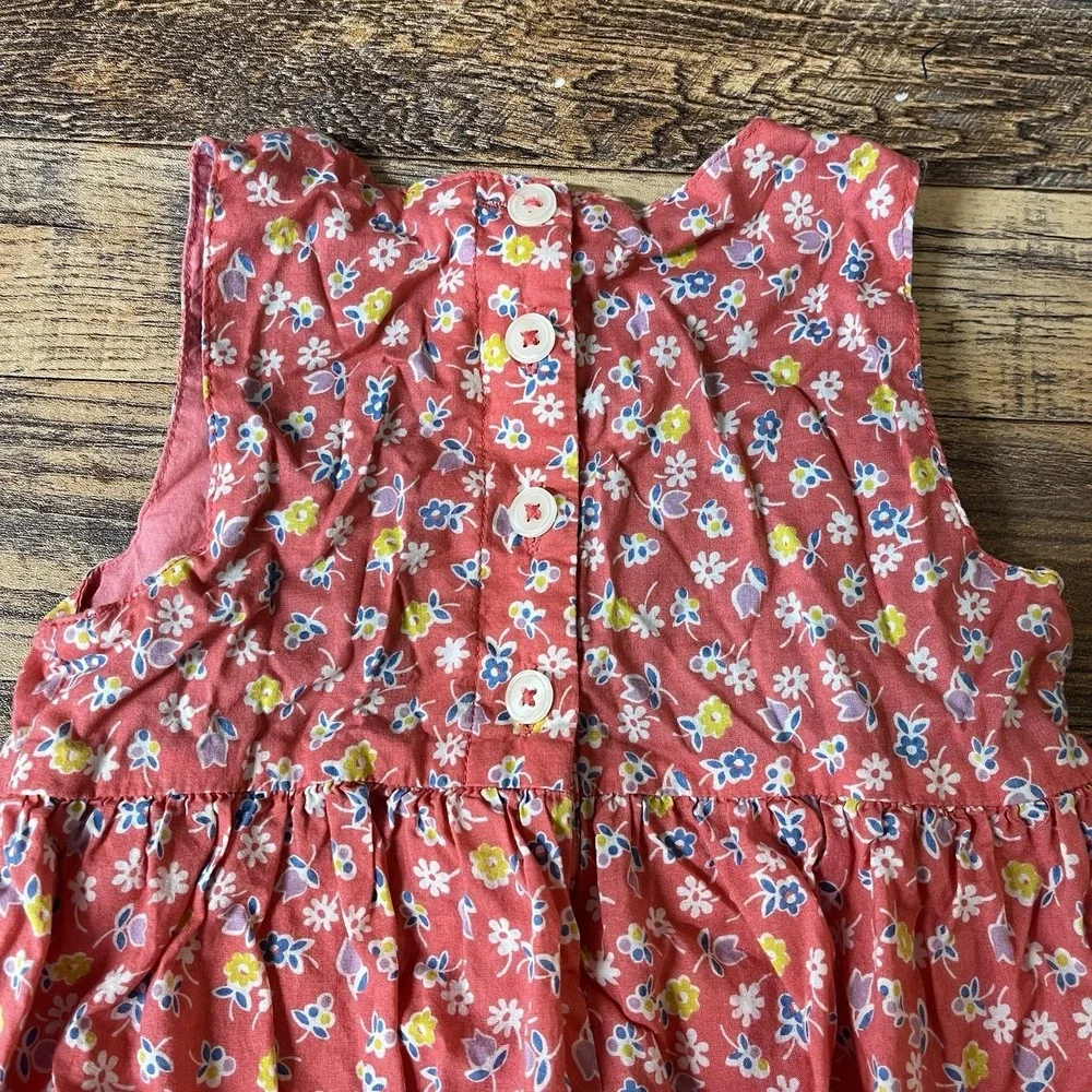 Baby Boden Floral Applique Dress Baby Girls‎ 18-24m Lined Cotton Whale Beach